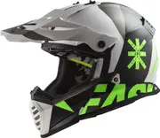 LS2 MX437 Fast Heavy Evo Motocross Helmet, black-white-green, Size S for Men Black White Green