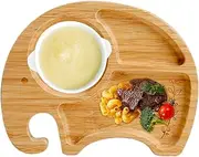 Divided Plates with Suction - Wooden Divided Plates | Children Divided Plates | Divided Suction Plate for Kids | Animal Shape Feeding Divided Plates for School, Camping, Park, Picnic, Park