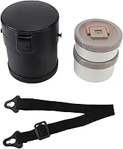 Fdit 304 Stainless Steel Insulated Lunch Box Container Leakproof 1.4L Capacity, Double Layers Vacuum Food Jar with Strap for Work, School, Travel (Black)
