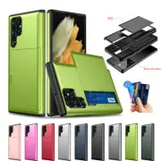 Slide Wallet Card Holder Case For Samsung Galaxy S24 S23 FE S22 Ultra S21+ S20