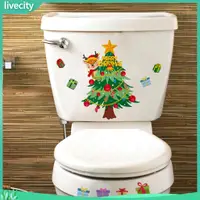 在飛比找蝦皮購物優惠-Livecity 聖誕樹廁所裝飾耐用 Pvc 貼花聖誕樹廁所
