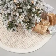 [SARO LIFESTYLE] Enchanted Frost Foil Print Faux Fur Tree Skirt