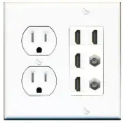 2 Port COAX 4 HD Wall Plate-Tamper Proof White