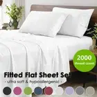 2000TC Ultra SOFT Hotel Flat Fitted Bed Sheet Set Single/Double/Queen/King Size