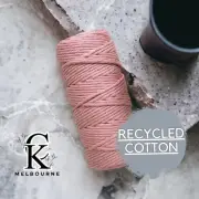 4MM 1ply macrame cord 100m FLESH PINK Recycled Cotton Soft Rope Australia