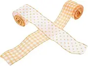 SOLUSTRE 2pcs Yellow Webbing Ribbon Wreath Graduation Season Bow Bouquet Accessories Door Decorations Bow Tie Wedding Invitation Accessories Wedding Decorations Polyester