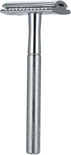 Chusui Stainless Steel Double Edge Shaving Razor Safety Beard Razor Manual Mustache Removal Traditional Shaving Tool for Hotel Home Travel
