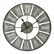 Northlight 18-Inch Round Galvanized Metal Roman Numeral Round Wall Clock