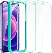 [ESR] for iPhone 12 Screen Protector, iPhone 12 Pro Screen Protector, [3-Pack] 6.1 Inch Tempered Glass Film with Easy Installation Frame, Case-Friendly Glass Screen Protector for iPhone 12/12 Pro
