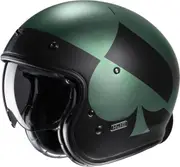 HJC V31 Kuz Retro Jet Helmet, black-green, Size M for Men Black Green
