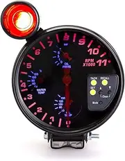 5 inch Tachometer Gauge Kit 4 in 1 Car Motor 11000 RPM Meter 12V LED with Seat and Adjustable Shift Light Oil Press Water Oil Temp Sensor