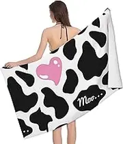 JBYJBX Black White Milk Cow Print Beach Towel Quick Dry Sandproof Microfiber Beach Bath Towel for Travel Pool Camping