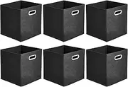 [Amazon Basics] Collapsible Fabric Storage Cubes with Oval Grommets - 6-Pack, Black