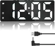 Digital Alarm Clock, Colorful LED Alarm Clock, Large LED Mirror Display, Double Alarm, USB Charger,Adjustable Volume,Snooze,Outlet Powered Dimmable Alarm Clocks for Bedrooms,Bedside (White)
