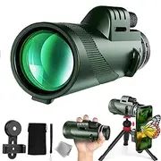 STS Scope 360 Monocular – 40x60 High Power Monocular Telescope with Phone Adapter, Tripod & Hand Strap, BAK4 Prism for Bird Watching, Camping, Travel & Low-Light Viewing(Green,80x100)