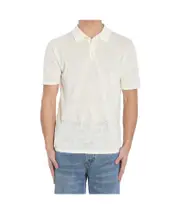 linen polo shirt 52 White