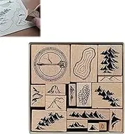 Handmade Map Making Stamp Kit,Map Making Stamp Kit,16 Pieces Vintage Wooden Rubber Stamps,Rubber Stamps for Card Making,Wooden Rubber Stamp Set for Craft Scrapbooking