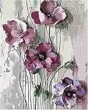 TAOPAOLAB Floral Paint by Numbers Kit for Adults - DIY Purple and Pink Flowers Painting on Canvas 16x20 Inches, Acrylic Paint Set, Suitable for Beginners, Botanical Art for Home Decoration or Gifts