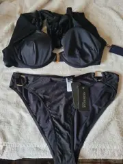 City Chic Small Bikini Black Plus Size 16