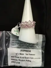 Bomb Party Ring Size 8 Rbp8238b It's Been You Forever Rose Quartz CZ