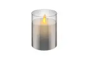 Goobay Battery-Operated 7.5x10cm LED Wax Candle in Glass Home Room Decor Grey