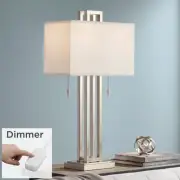 Modern Table Lamp with Table Top Dimmer Brushed Nickel for Living Room Bedroom