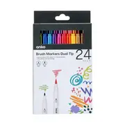 24 Pack Dual Tip Brush Markers