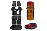 3D Floor Mats Boot Liner Set for Mazda CX-80 CX80 2024-Onwards All Weather Heavy Duty Cargo Kick Mats Back Seat Protector Cover