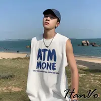 在飛比找蝦皮商城優惠-【HanVo】男款ATM MONE字母棉質背心 透氣吸濕排汗