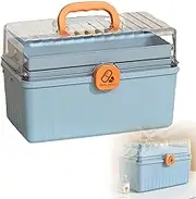 TOMVAES Medicine Storage Box Organizer Family Medicine Cabinet,First Aid Box, Practical Portable 3 Layer Waterproof Shockproof Large Capacity Medicine Storage Box for Home (Blue)