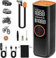 Lincepetion Inflator Portable Air Compressor, 150PSI 7800mAh Cordless Air Pump for Car, Accurate Pressure LCD Display, 3X Fast Inflation for Cars, Bikes & Motorcycle Tires, Balls.