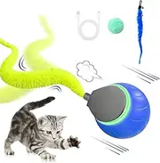 Interactive Cat Toy Ball with Tail–2025 Upgrades Cat Toys for Indoor USB-C Rechargeable, Auto Rolling, Smart Obstacle Avoidance, Self-Activating Electric Chase Toy for Bored Indoor Cats & Dogs