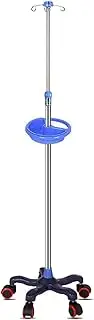 Rolling IV Pole w/Wheels and 4 Hooks Medical Portable IV Bag Stand Adjustable Height Pole Stainless Steel Intravenous Holder for Home
