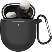 [A-Focus] Pixel Buds Pro 2 Case, Soft Silicone Shockproof Skin with Keychain Accessories Comopatible with Pixel Buds Pro 2 Black