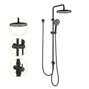 Decaura WELS Twin Hose Shower System 10" Rain Shower Head Set Sliding Rail Adjustabel bracket 2 in 1 Set Bathroom Retrofit (Matt Black)