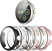 shenou [6-Pack] Case for Google Pixel Watch 3 41mm (2024 New), Hard PC Shockproof Bumper Cover with Tempered Glass Screen Protector for Google Pixel Watch 3 41mm