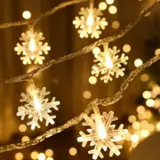 Led Snowflakes String Lights Battery Powered Hanging Ornaments Christmas Tree Home Decor 2M Warm White Seasonal Decorations