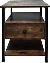 Viviendo Side Table Bedside Table with 1 Drawer Industrial Style Steel and Wood