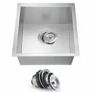 15"x13" Stainless Steel Undermount Bar Prep Sink with Basket Drain Strainer