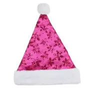 Northlight 14" Pink Sequin Snowflake Christmas Santa Hat White Faux Fur Brim
