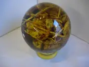 amber/copal man made scorpion sphere inc stand 72 mm
