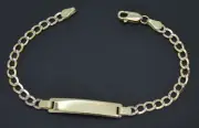 REAL 10K Yellow Gold 6" ID Curb baby Children's Link Bracelet + Engraving 2.4gr