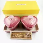 Le Creuset Miniature Ramekin D'Amour 2 set Heart Rose Quartz Tray Pink Japan NEW