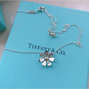 Tiffany&Co純銀  18 k金雛菊項鏈