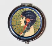 Flapper Art Deco Headdress Compact Mirror Make Up Pocket Mirror Cosmetics