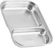 FUNNETOYU Stainless Steel Food Plate Divided Serving Trays Compact Lunch Plate for Portion Control