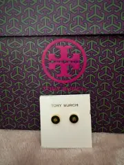Tory Burch Women's Kira Enamel Circle-Stud Earring Green OS. New.