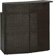 Garden Bar Table Brown 120x55x110 cm Poly Rattan, Outdoor Patio Dining Table with 2-Tier Top, Weather-Resistant PE Rattan, Powder-Coated Steel Frame, Ideal for Home, Bar, Pub, Restaurant