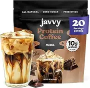 Javy Coffee Javy Mocha Protein Coffee: Premium Whey Protein & Instant Iced Coffee, 100% Coffee 20 Servings (Pack of 1)" Brown