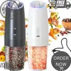 CIRCLE JOY Rechargeable Electric Salt & Pepper Grinder Set– Automatic, LED Light